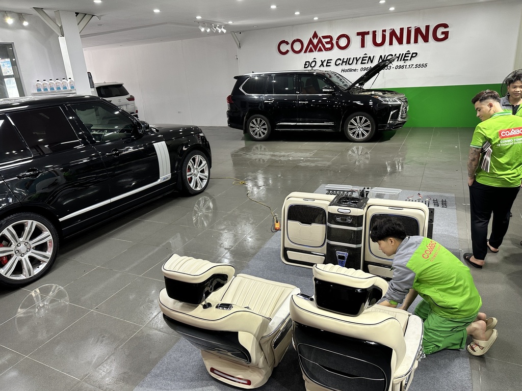 Ghế massage DMS + vách ngăn tích hợp 2 ghế cho Alphard/LM300/Carnival/v class/ vito/ printer/dcar 