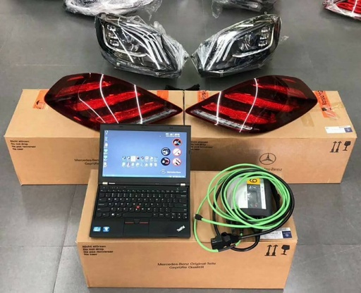 Đèn pha + đèn hậu chính hãng likenew + adapter coding cho s class w222 upgrade lên đời